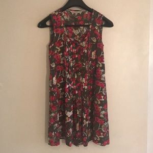 RACHEL ROY PLEATED FLORAL chiffon DRESS - M